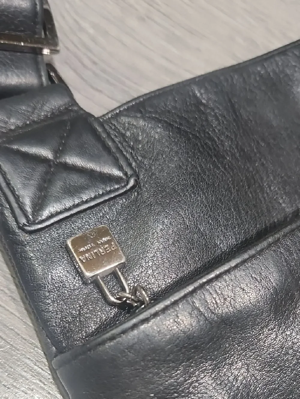 Leather Black Supple North/South Vtg Perlina Crossbody Bag